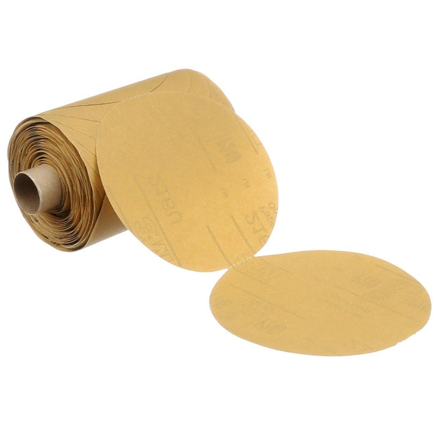 3M 216U Stikit Gold Paper Disc Roll, PSA Aluminum Oxide P320 A Weight Gold 5 in 175 Discs per Roll For Random Orbital Sanders (01420) (7000118110) (6 Pack)