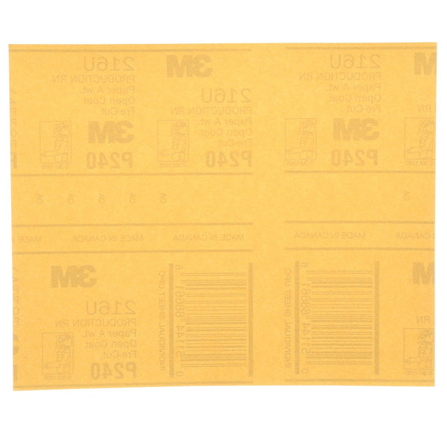 3M 216U 02543 Gold Abrasive Sheet, Aluminum Oxide P240, 9 in x 11 in (7000118282) (250 Pack)