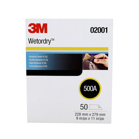 3M 413Q 02001 Abrasive Sheet, 500 Grit, Wet Dry, Black, 9 in x 11 in (7000118291) (250 Pack)