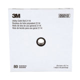 3M 211K Utility Cloth Roll, Aluminum Oxide 80 Grit J-weight Full-flex Gray, 1 in x 50 yd (7000118330) (5 Pack) - 5