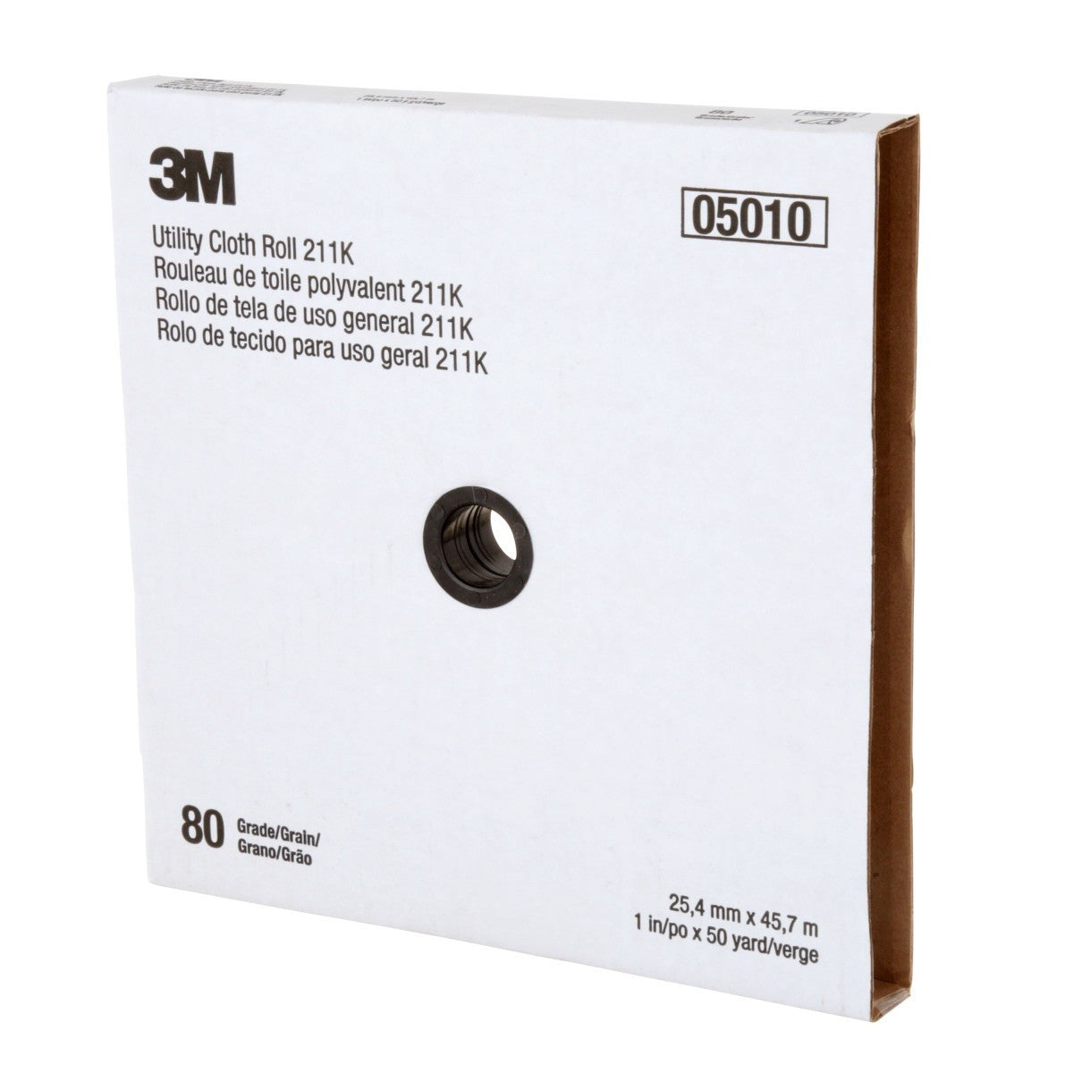 3M 211K Utility Cloth Roll, Aluminum Oxide 80 Grit J-weight Full-flex Gray, 1 in x 50 yd (7000118330) (5 Pack) - 7
