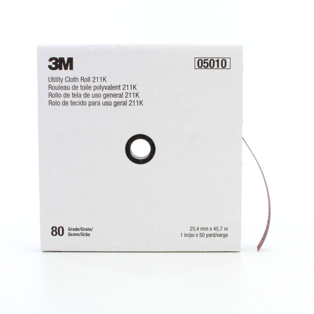 3M 211K Utility Cloth Roll, Aluminum Oxide 80 Grit J-weight Full-flex Gray, 1 in x 50 yd (7000118330) (5 Pack) - 9