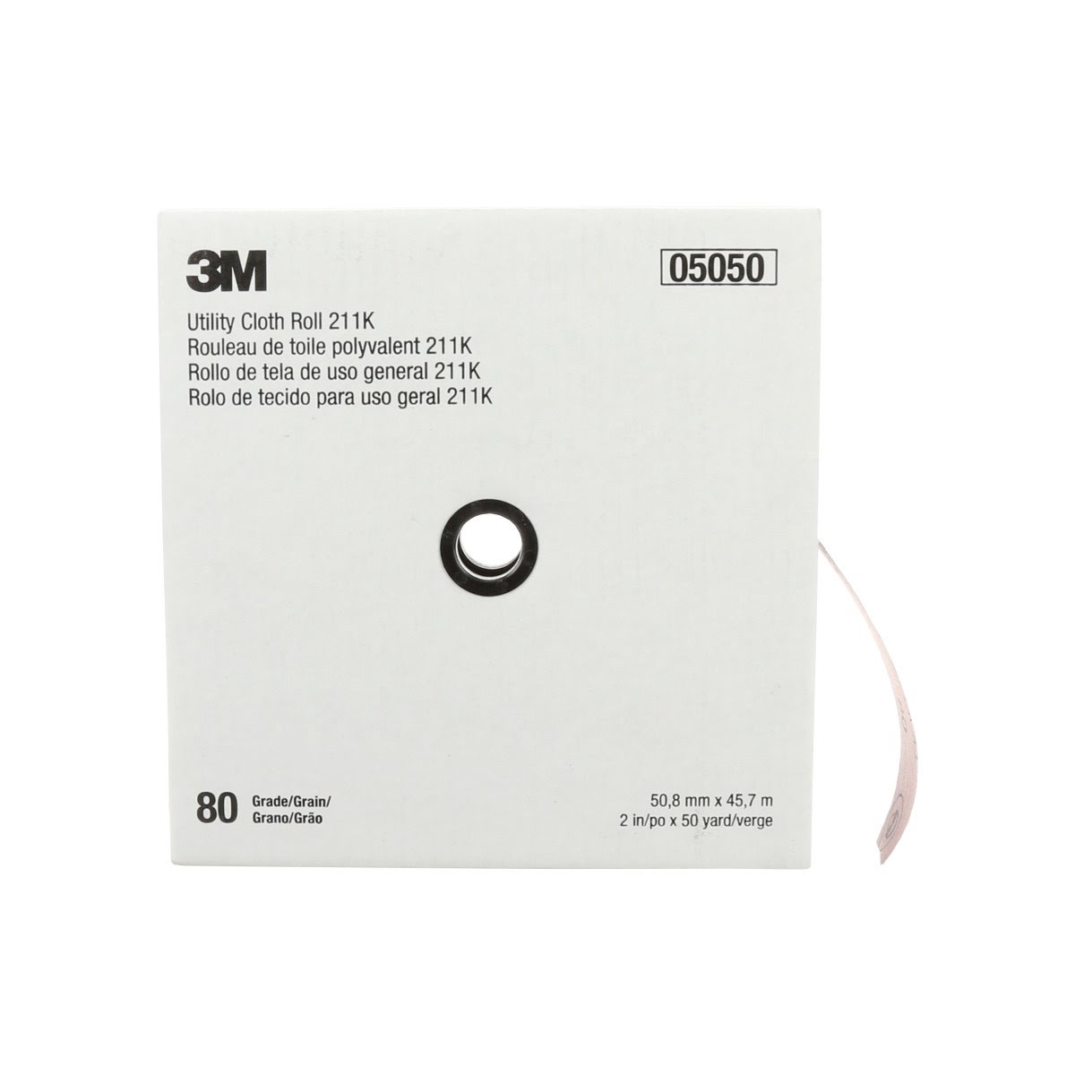 3M 211K Utility Cloth Roll, 80 Grit J-weight, Aluminum Oxide, Gray, 2 in x 50 yd, Full-flex (7000118332) (5 Pack)