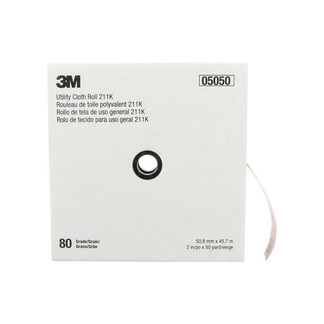 3M 211K Utility Cloth Roll, 80 Grit J-weight, Aluminum Oxide, Gray, 2 in x 50 yd, Full-flex (7000118332) (5 Pack)