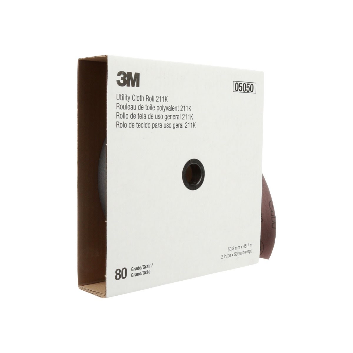 3M 211K Utility Cloth Roll, 80 Grit J-weight, Aluminum Oxide, Gray, 2 in x 50 yd, Full-flex (7000118332) (5 Pack) - 3
