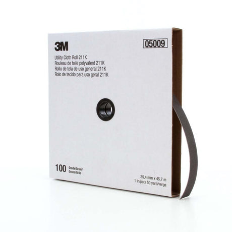 3M 211K Utility Cloth Roll , 100 Grit J-Weight, 1-1/2 in x 50 yd, Aluminum Oxide Full-Flex (7000118333) (5 Pack)