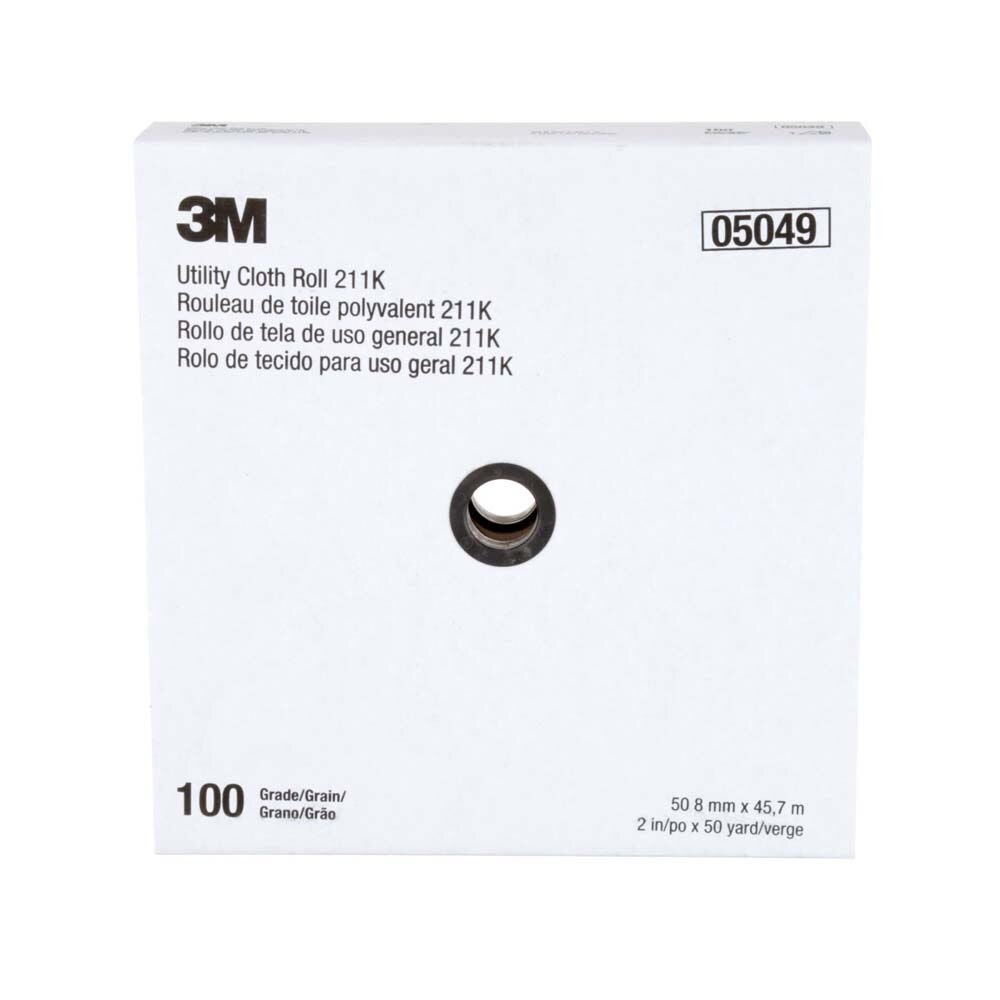 3M 211K Utility Cloth Roll , Aluminum Oxide, 2" Width x 50yd Length, 100 Grit (7000118334) (5 Pack) - 5