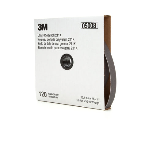 3M 211K Cubitron Utility Cloth Roll, 120 Grit, J-weight, Aluminum Oxide, Closed Coat, Gray, 1 in x 50 yd (7000118335) (5 Pack)