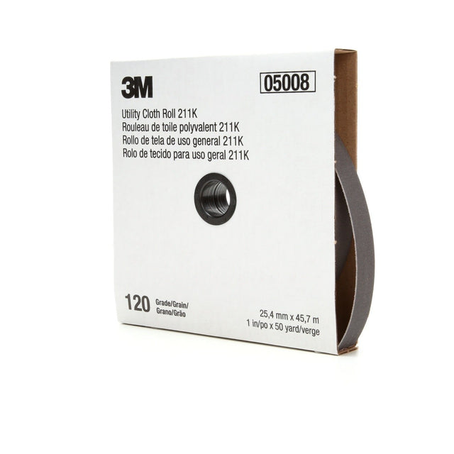 3M 211K Cubitron Utility Cloth Roll, 120 Grit, J-weight, Aluminum Oxide, Closed Coat, Gray, 1 in x 50 yd (7000118335) (5 Pack)