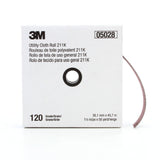3M 211K Utility Cloth Roll, 120 Grit, J-weight, Full-flex, Aluminum Oxide, Gray, 1-1/2 in x 50 yd (7000118336) (5 Pack)
