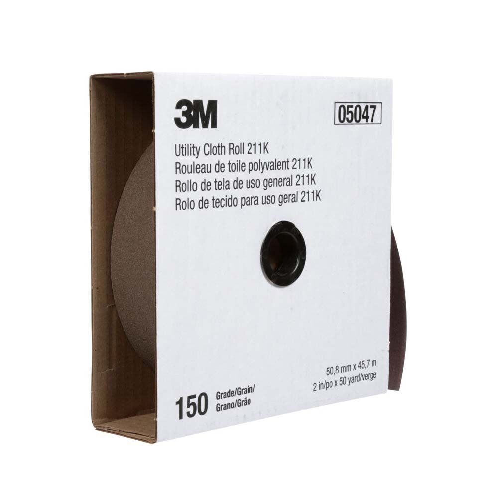 3M 7000118338 Utility Cloth Roll 211K, 150 J-weight, 1 in x 50 yd, Full-flex