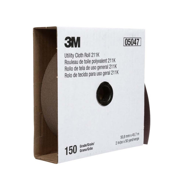 3M 7000118338 Utility Cloth Roll 211K, 150 J-weight, 1 in x 50 yd, Full-flex