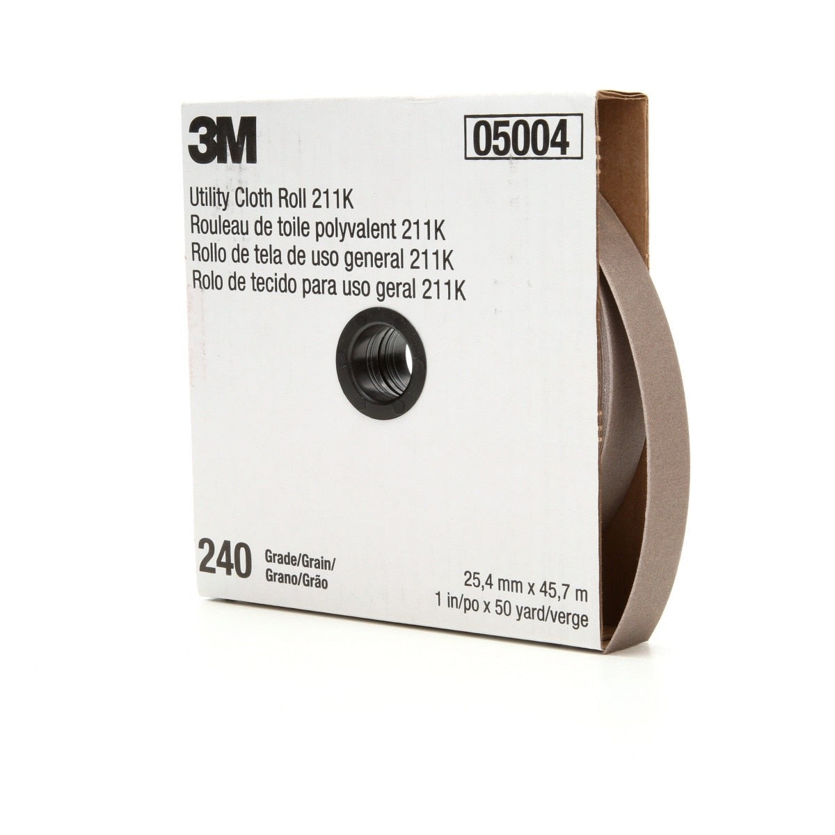 3M 211K Utility Cloth Roll, Aluminum Oxide, 240 Grit, Gray, 1-1/2 in x 50 yd, Full-flex (7000118347) (5 Pack)