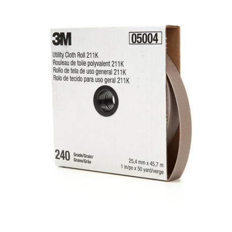 3M 211K Utility Cloth Roll, Aluminum Oxide, 240 Grit, Gray, 1-1/2 in x 50 yd, Full-flex (7000118347) (5 Pack)