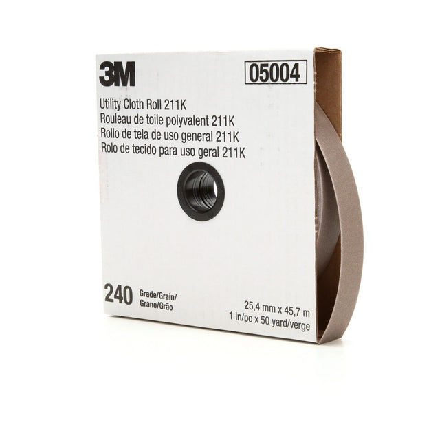 3M 211K Utility Cloth Roll, Aluminum Oxide, 240 Grit, Gray, 1-1/2 in x 50 yd, Full-flex (7000118347) (5 Pack)