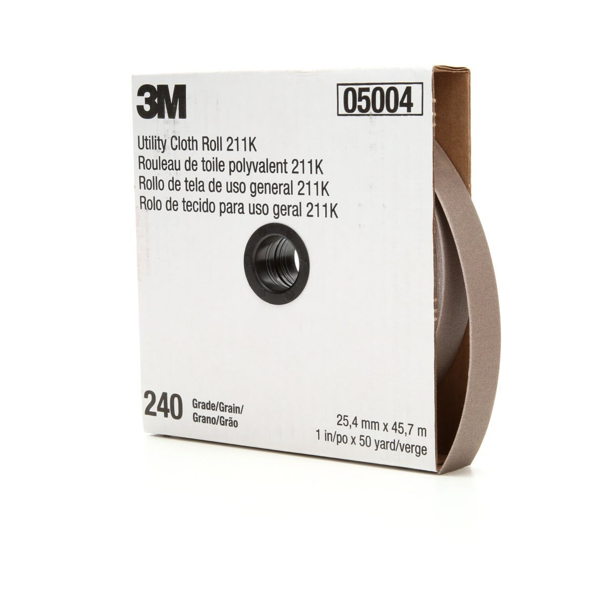 3M 211K Utility Cloth Roll, 240 Grit J-weight Aluminum Oxide, Full-flex, Gray, 2 in x 50 yd (7000118348) (5 Pack)