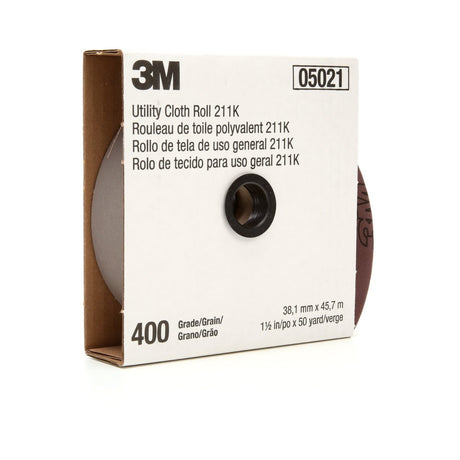 3M 211K Utility Cloth Roll, Aluminum Oxide, 400 Grit, Gray, 2 in x 50 yd (7000118355) (5 Pack)
