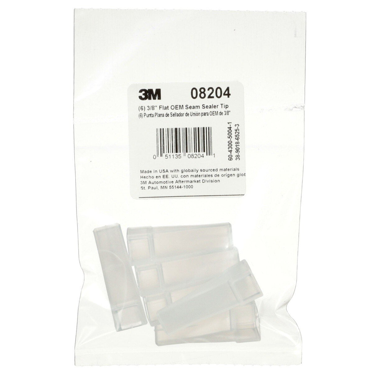 3M 08204 OEM Seam Sealer Tip, 3/8 in, Flat, Opaque Plastic (7000118470) (36 Pack) - 5
