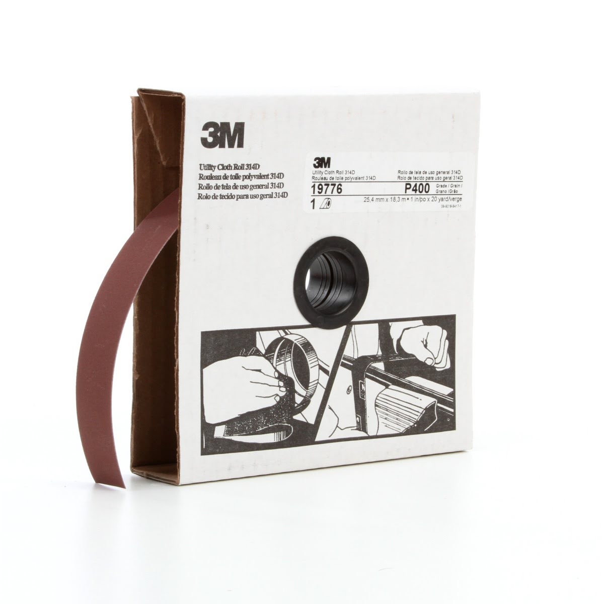 3M Utility Cloth Roll 314D P400 J Weight 1 in x 20 yd (7000118498) (5 Pack) - 2