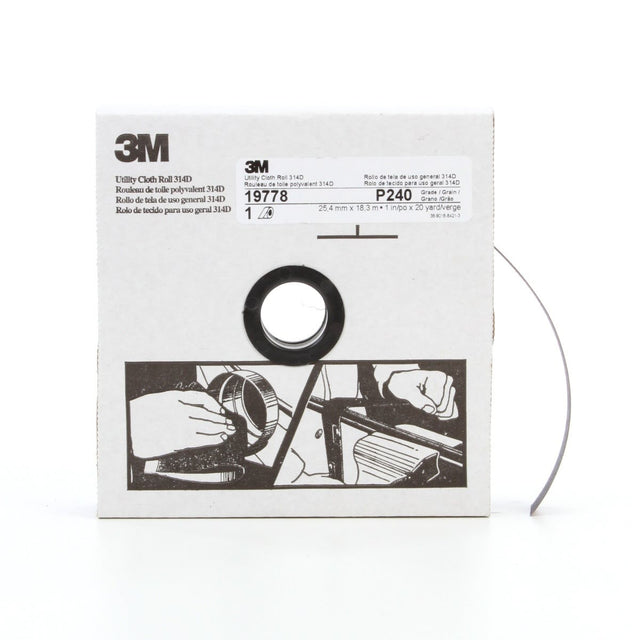 3M 314D Utility Cloth Roll, Aluminum Oxide P240 J Weight, Maroon, 1 in x 20 yd (7000118500) (5 Pack)