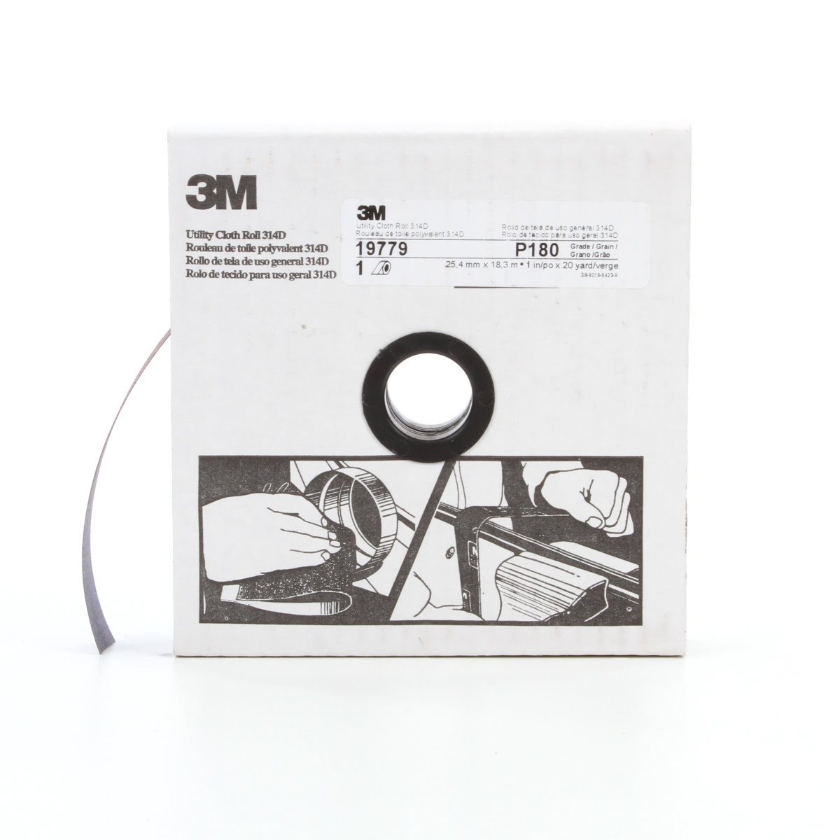 3M 314D Utility Cloth Roll, Aluminum Oxide, P180 J-weight, Maroon, 1 in x 20 yd (7000118501) (5 Pack)