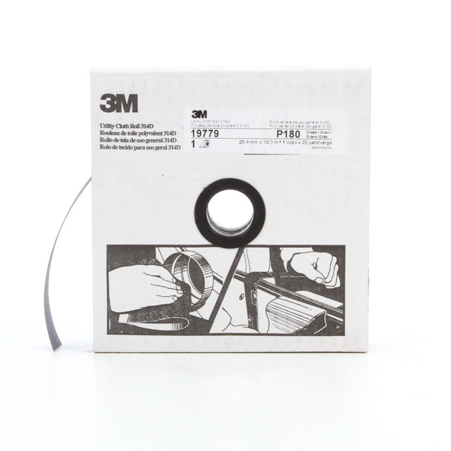 3M 314D Utility Cloth Roll, Aluminum Oxide, P180 J-weight, Maroon, 1 in x 20 yd (7000118501) (5 Pack)
