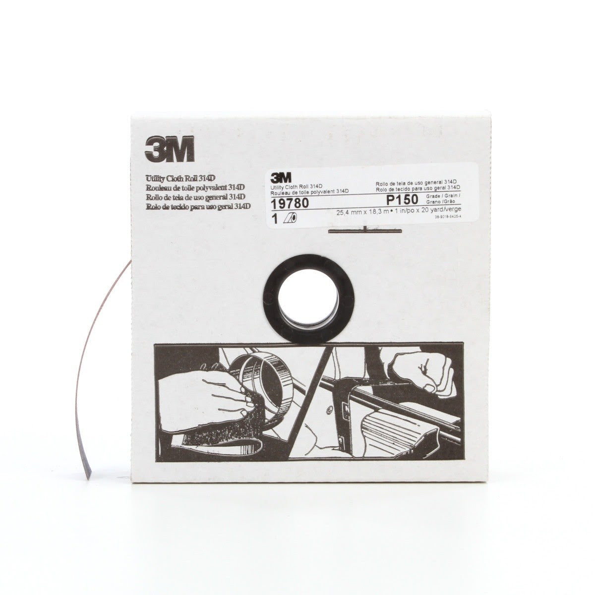 3M 314D Utility Cloth, P150 J-weight, 1 in x 20 yd (7000118502) (5 Pack)