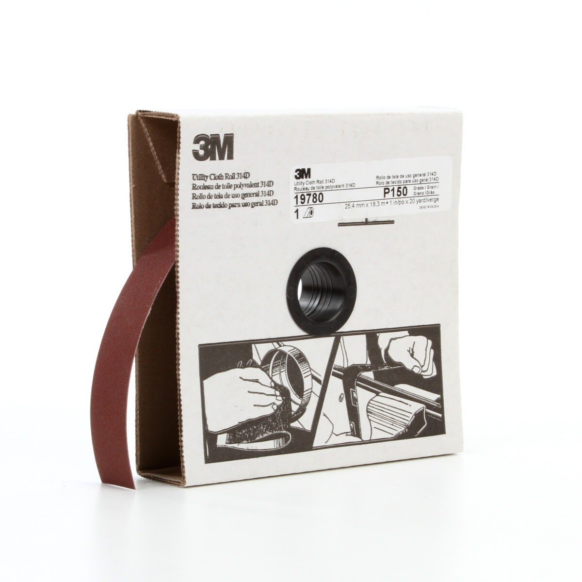 3M 314D Utility Cloth, P150 J-weight, 1 in x 20 yd (7000118502) (5 Pack) - 2