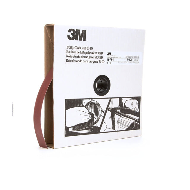 3M 314D Utility Cloth Roll, Aluminum Oxide, P320 J-weight, 1 in x 50 yd (7000118506) (5 Pack)