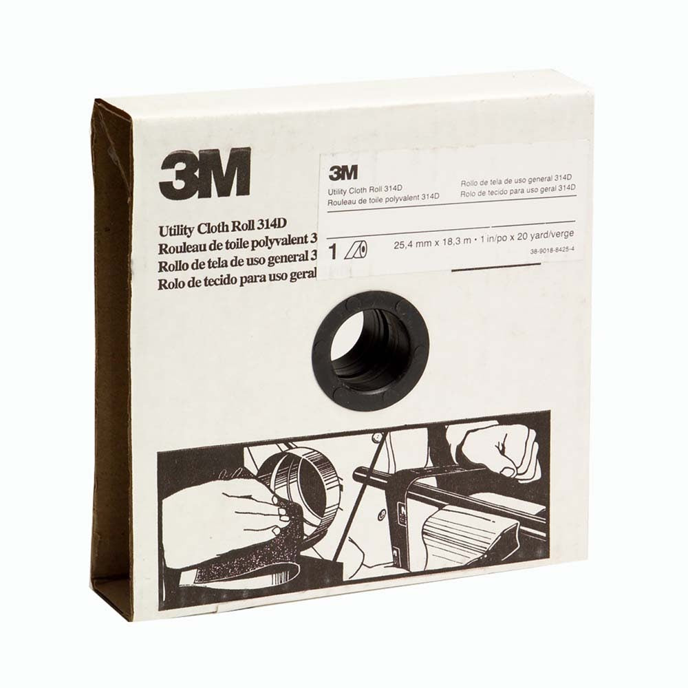 3M 314D Utility Cloth Roll , Aluminum Oxide, 1-1/2" Width x 20 yds Length, P150 Grit, Maroon (7000118519) (5 Pack)