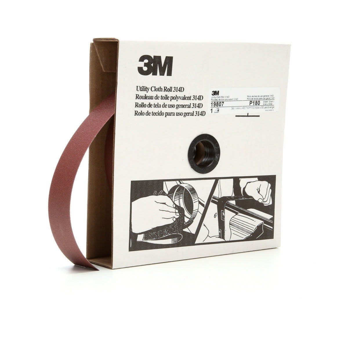 3M 314D Utility Cloth, P180 J-weight, 1-1/2 in x 50 yd (7000118527) (5 Pack)