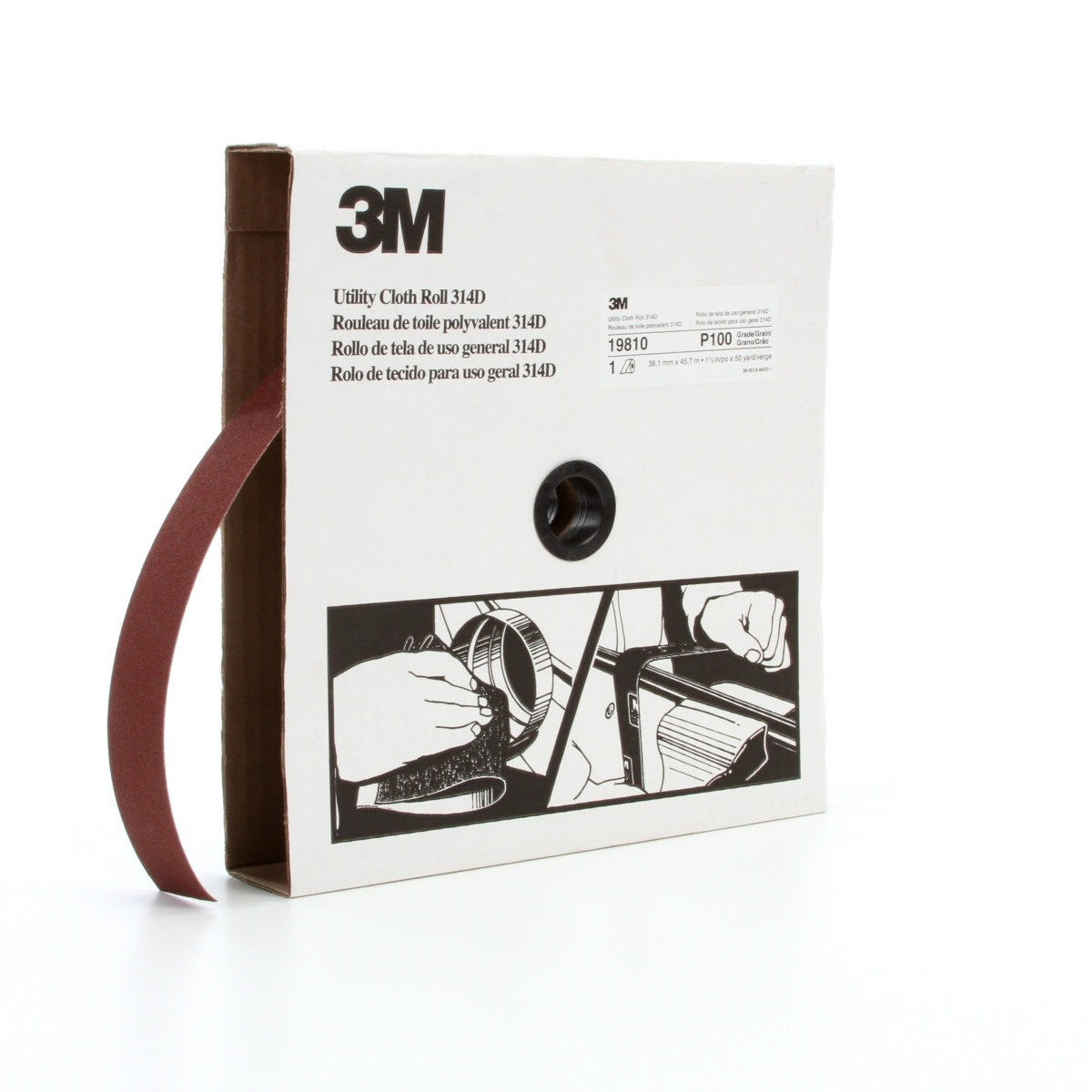 3M 314D Utility Cloth, P100 J-weight, 1-1/2 in x 50 yd (7000118530) (5 Pack) - 2