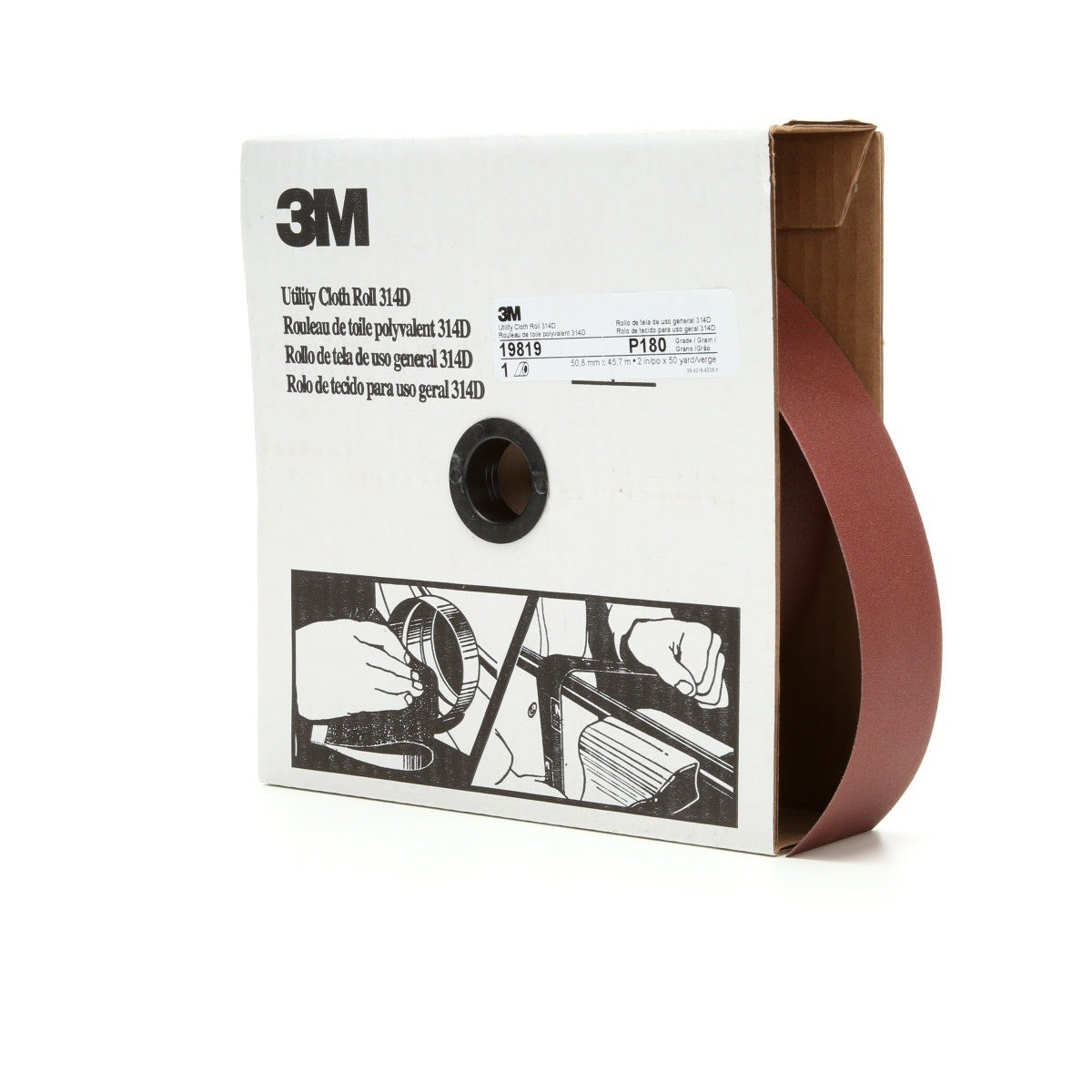 3M 314D Utility Cloth, P180 J-weight, 2 in x 50 yd (7000118539) (5 Pack)