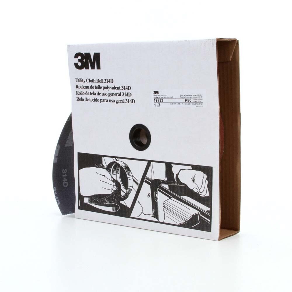 3M 7000118543 Utility Cloth Roll 314D, P80 J-weight, 2 in x 50 yd - 3