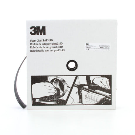 3M Utility Cloth Roll 314D, Aluminum Oxide, P60, Maroon, 2 in x 50 yd (7000118544) (5 Pack)