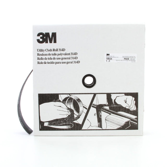 3M Utility Cloth Roll 314D, Aluminum Oxide, P60, Maroon, 2 in x 50 yd (7000118544) (5 Pack)