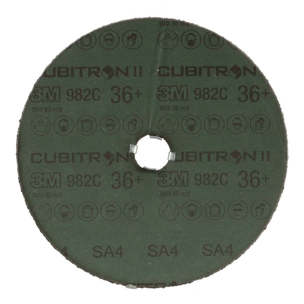 3M 7000119163 Cubitron II Fibre Disc 982C 7 in. GL Quick Change 36+ Grit Precision-Shaped Grain Abrasive Discs for Heavy Grinding, Deburring, Beveling, Finishing, and Weld Removal (25 Pack) - 2