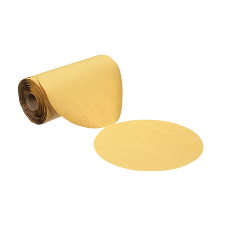 3M 255L Stikit Gold Film Disc Roll, PSA, Aluminum Oxide P150, 5 in, 125 Discs per Roll (82468) (7000119422) (4 Pack)