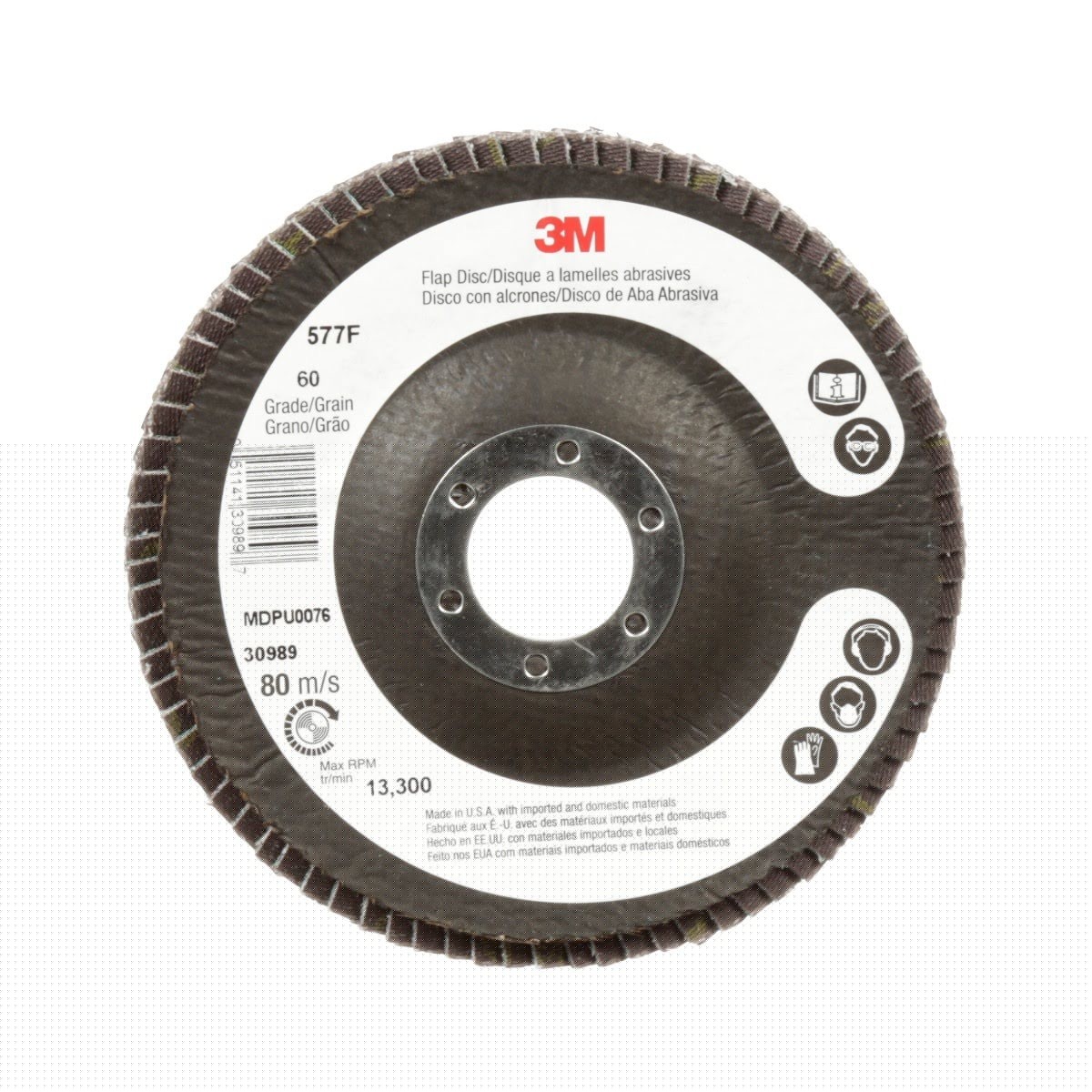 3M 577F Flap Disc, T27, Alumina Zirconia, Green, 40 Grit, Giant, 7 in x 7/8 in (7000119469) (5 Pack) - 2