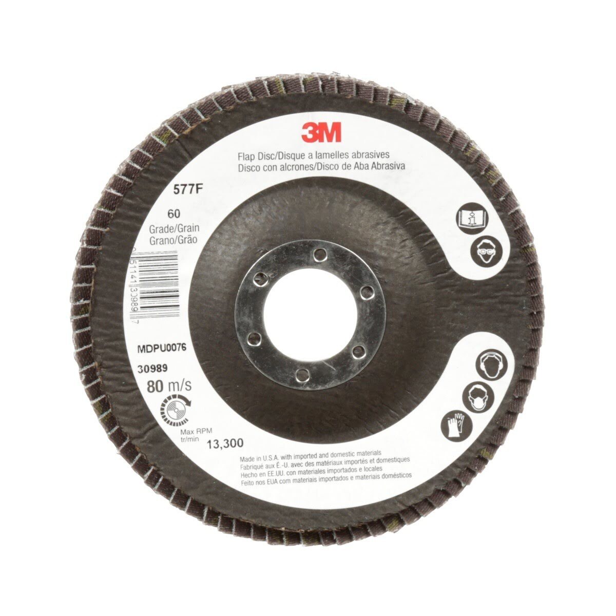 3M 577F Flap Disc, T27, Alumina Zirconia, Green, 40 Grit, Giant, 7 in x 7/8 in (7000119469) (5 Pack) - 2