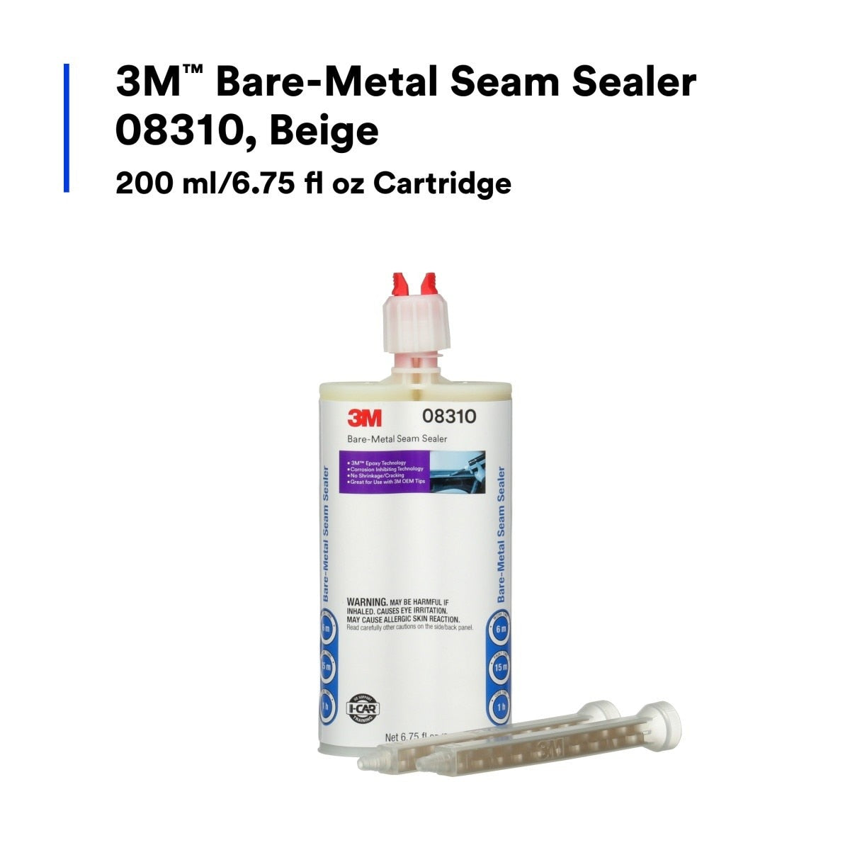 3M Bare-Metal Seam Sealer, Two-Part Self-Mixing Epoxy, Non-Sag, Beige, 200 mL Cartridge (08310) (7000119690) (6 Pack) - 3