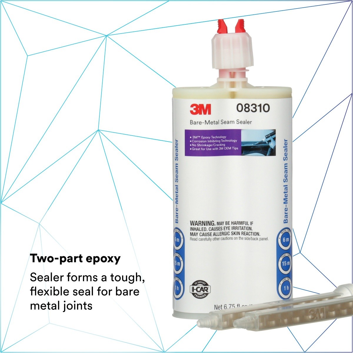 3M Bare-Metal Seam Sealer, Two-Part Self-Mixing Epoxy, Non-Sag, Beige, 200 mL Cartridge (08310) (7000119690) (6 Pack) - 7