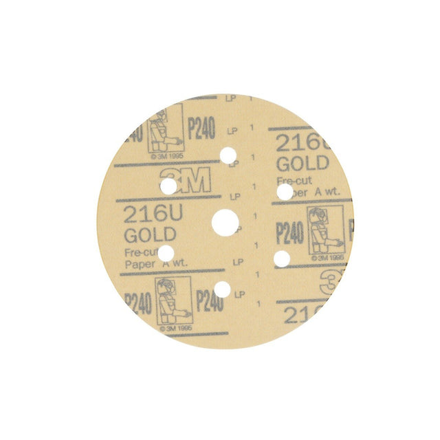 3M 216U 01077 Hookit Gold Disc Dust Free Aluminum Oxide P240 6 in 7 Hole (7000119697) (400 Pack)