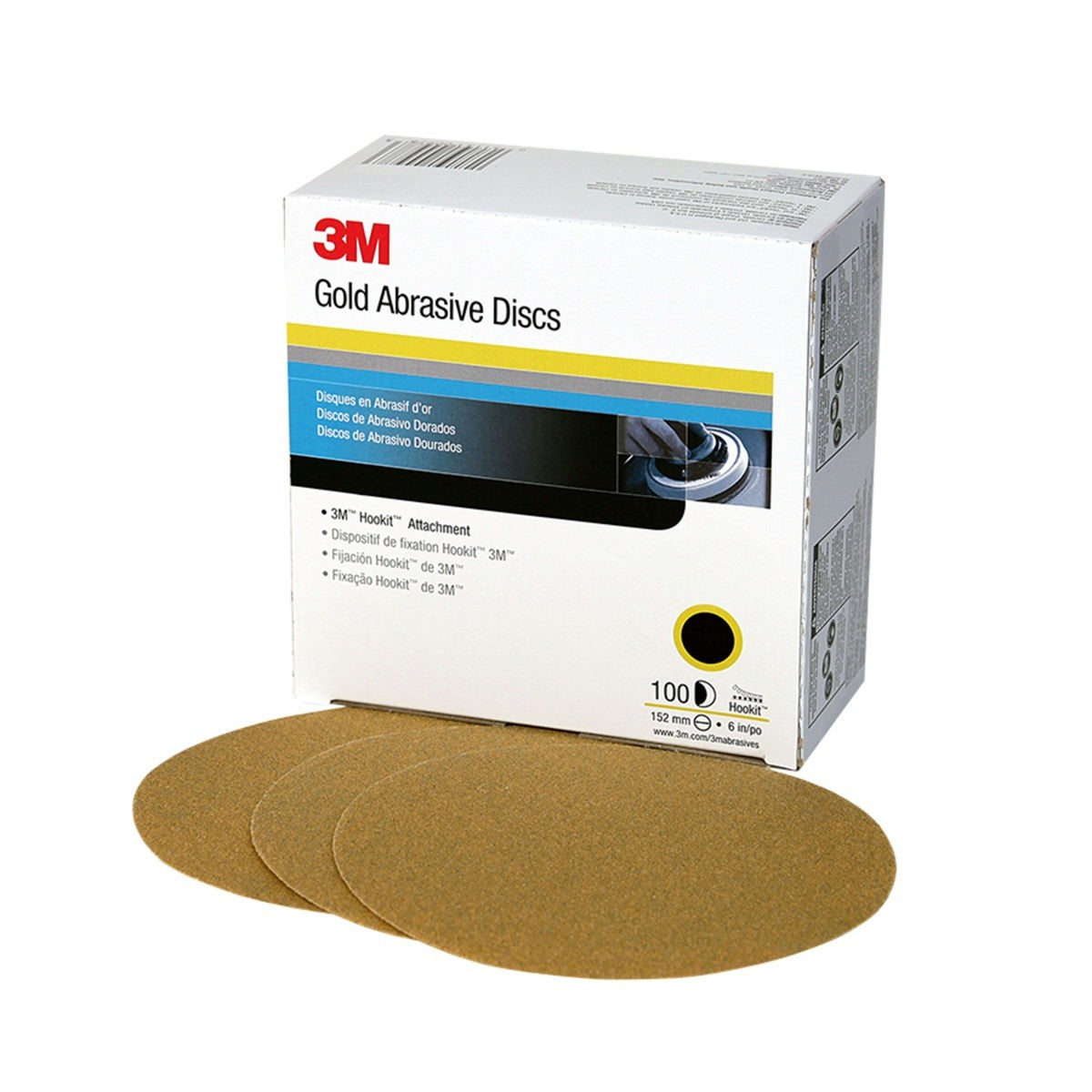 3M 216U 00972 Hookit Gold Disc, Aluminum Oxide P500, 6 in (7000119713) (400 Pack) - 3