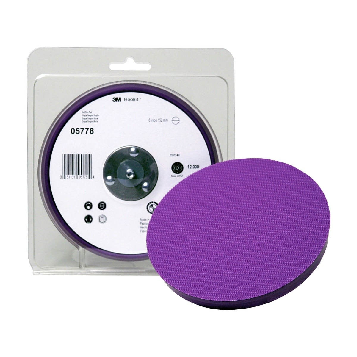 3M Hookit Painters Abrasive Disc Back-up Pad, Soft Density Foam, Black, 6 in (05778) (7000119757) (10 Pack) - 6