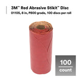 3M 316U 01105 Stikit Red Abrasive Sanding Disc Roll, PSA No Hole, Aluminum Oxide P800, Red, 6 in (7000119762) (600 Pack) - 2