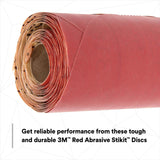 3M 316U 01105 Stikit Red Abrasive Sanding Disc Roll, PSA No Hole, Aluminum Oxide P800, Red, 6 in (7000119762) (600 Pack) - 3