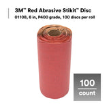 3M 316U 01108 Stikit Red Abrasive Disc, No Hole, 6 in, P400, PSA (7000119765) (600 Pack) - 3