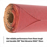 3M 316U 01109 Stikit Red Abrasive Sanding Disc, No Hole, Aluminum Oxide, P320, Red, 6 in (7000119766) (600 Pack) - 4