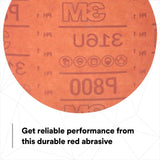 3M 316U 01187 Hookit Red Abrasive Disc, No Hole, Aluminum Oxide P800, 6 in (7000119779) (300 Pack) - 3